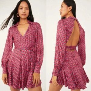 NWT Free People Women's It Takes Two Long Sleeve Mini Dress Pop‎ Combo LARGE